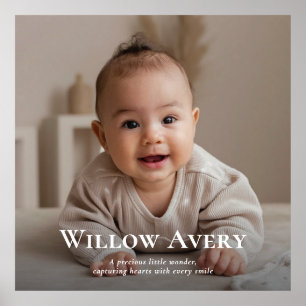 Poster Foto para bebê e nome moderno minimalista imprimív