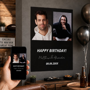 Pôster Foto personalizada amigos aniversário preto branco