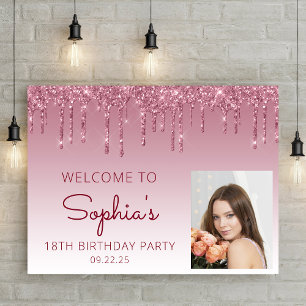Poster Foto Personalizada Bem-vindo aos 18 Anos Burgundy