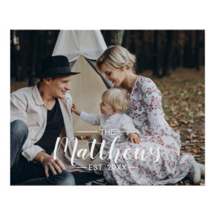 Pôster Foto personalizada com nome da família e ano de fu