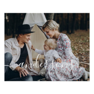 Pôster Foto personalizada com nome da família e ano de fu
