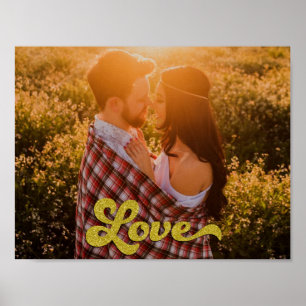 Poster Foto Personalizada com Sobreposição de Amor Dourad