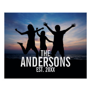Pôster Foto personalizada da família com nome da família