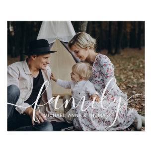 Pôster Foto personalizada da família com nome personaliza