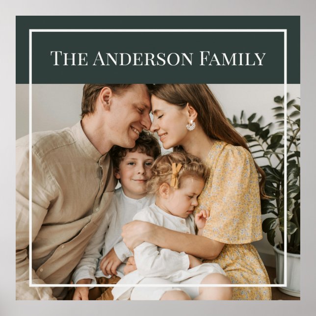 Poster Foto Personalizada da Família | Nome Personalizado (Frente)