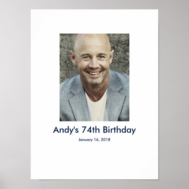 Poster Foto personalizada de 74º aniversário Sign In Part (Frente)