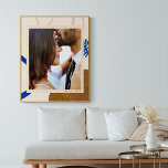 Poster Foto personalizada de arte abstrato Moderna Beige<br><div class="desc">Enquadre sua bela foto com esta arte moderna de abstrato em azul e bege e personalize com seu encontro especial.</div>