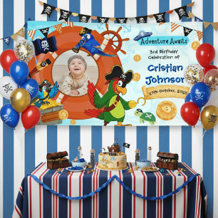 Poster Foto personalizada de banner de Festa de aniversár