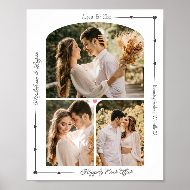 Poster Foto personalizada de casamento Colagem de Cinzas  (Frente)