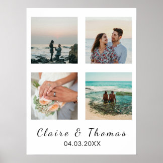 Poster Foto Personalizada de Casamento Presente 4 Fotos