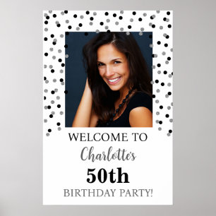 Poster Foto personalizada de Festa de aniversário prata p