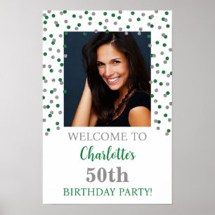 Poster Foto personalizada de Festa de aniversário verde p