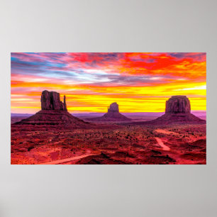 Poster Foto personalizada de Monument Valley, um pôr do