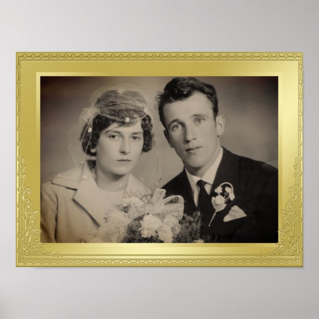 Poster Foto personalizada de quadro de borda dourada de l (Frente)