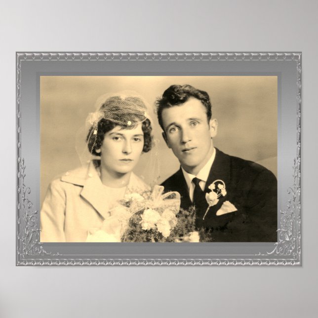 Poster Foto personalizada de quadro de borda prateada de  (Frente)