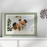 Poster Foto personalizada de Xadrez Gingham Verde e Bonit<br><div class="desc">Xadrez de Natal Personalizado para Poster de  de Gingham Verde</div>