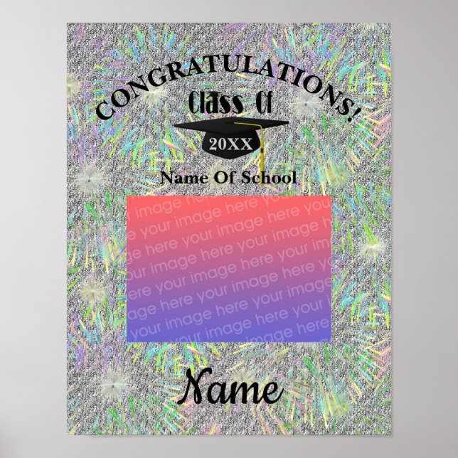 Poster Foto Personalizada Do boné de formatura E Do Tasse (Frente)