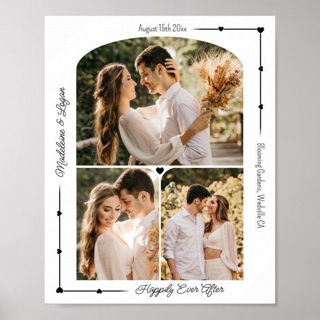 Poster Foto Personalizada do Casal de Casamento Colagem d (Frente)