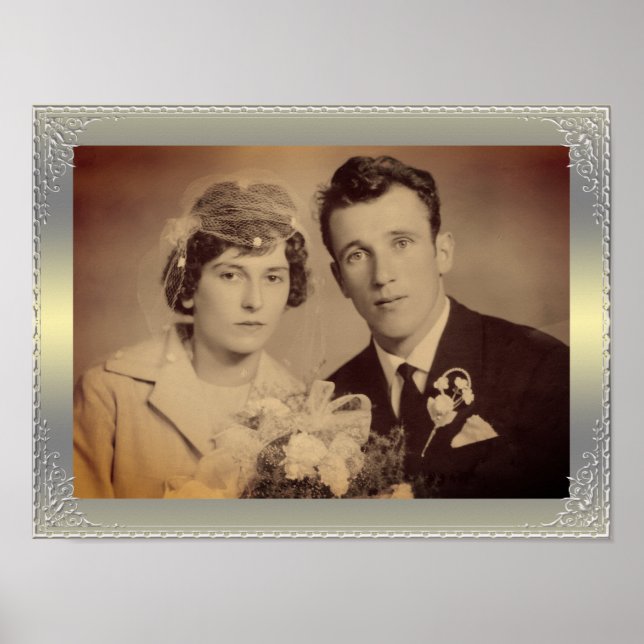 Poster Foto personalizada do quadro de borda prateada do  (Frente)