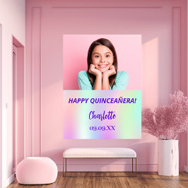 Poster Foto personalizada holográfica de Quinceanera