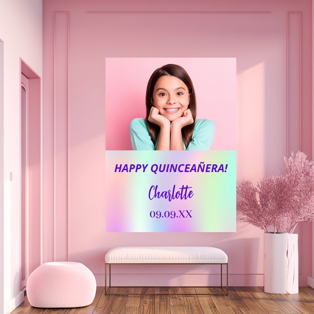 Poster Foto personalizada holográfica de Quinceanera (Criador carregado)