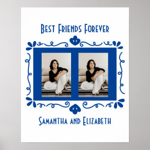Poster Foto personalizada: melhores amigos presentes Azul