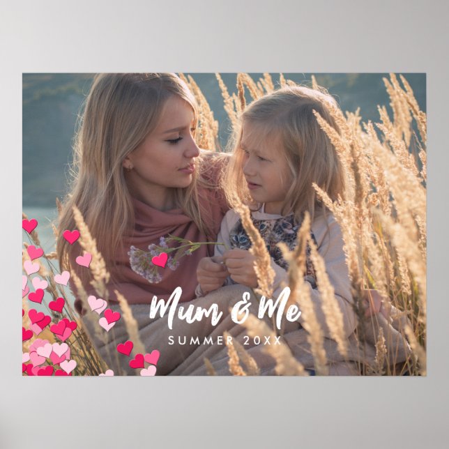 Poster Foto Personalizada Moderna Escrevendo Corações Ros (Frente)