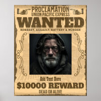 Foto Personalizada Procurado Vivo ou Morto Western