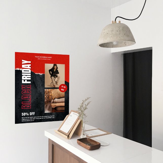 Poster Foto personalizada - Promoção do produto Red Black (Custom Photo Red Black Friday Product Promo Poster)