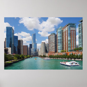 Poster Foto por Viagem do Rio Chicago Illinois Skyline