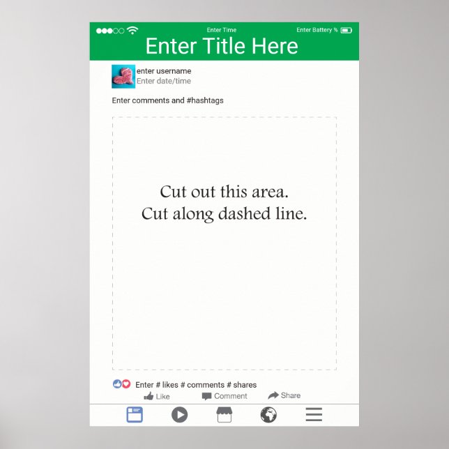 Pôster Foto Prop Frame Green Social Media Design (Frente)