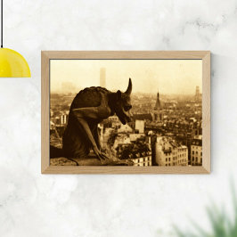 Poster Foto Sepia Antiga Pedra Paris Gárgula