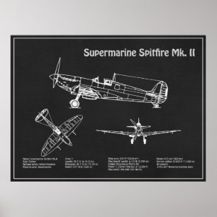 Poster Foto Supermarinha - PD de avião Blueprint