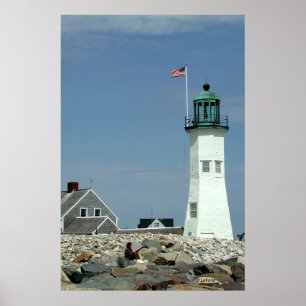 Pôster Foto velha do farol de Scituate