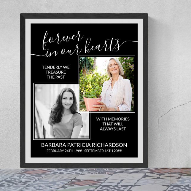 Poster Foto Versa do Memorial Personalizado para sempre e (Funeral memorial poster to order professionally printed or as a printable digital download)