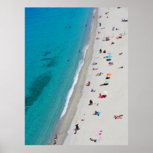 Poster Foto visual de Bird de pessoas na praia