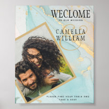 FOTO WEDDING SINAL BEM-VINDO Vidro Mar Tinta Doura