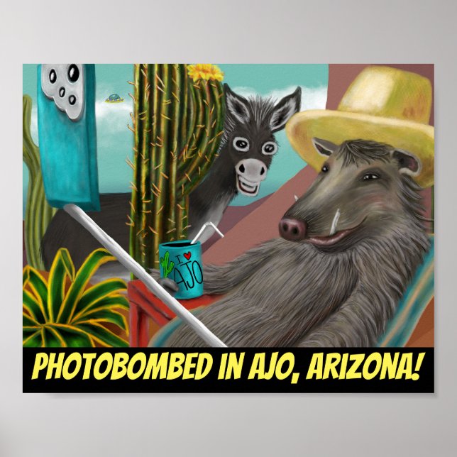 Poster Fotobombado na Arizona Ajo, Cartão-postal de Arizo (Frente)