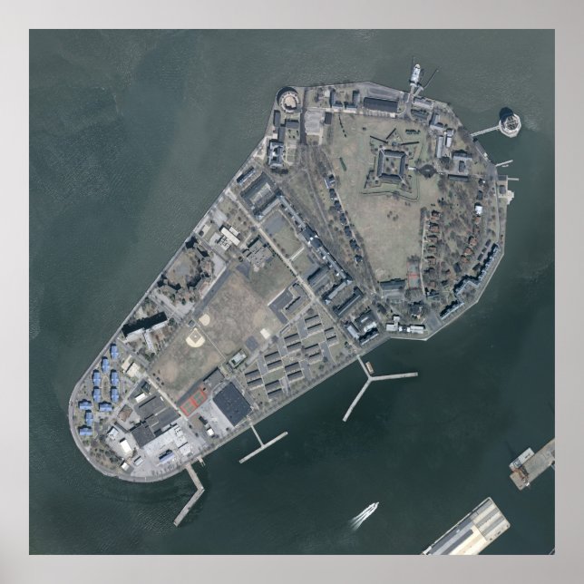 Pôster Fotografia aérea de governadores Island (Frente)