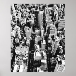 POSTER FOTOGRAFIA AERIAL GRAYSCALE DE EDIFÍCIOS
