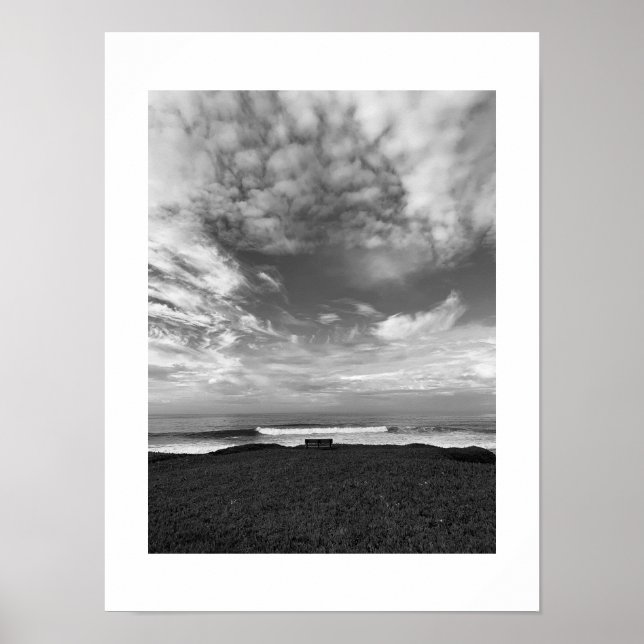 Poster Fotografia branca e preta de banco único (Frente)