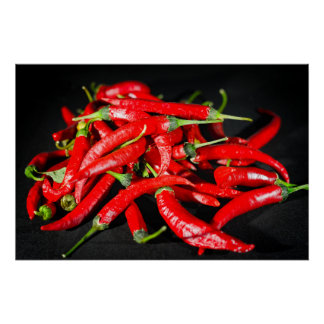 Pôster Fotografia Comida do Chili Vermelho Brilhante