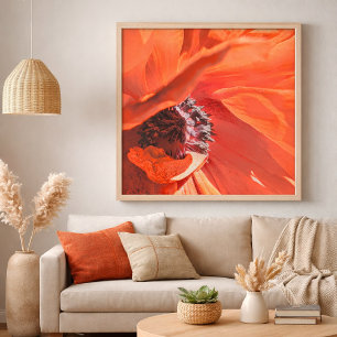 Poster Fotografia da Flor de Papoula Vibrante Vermelha po