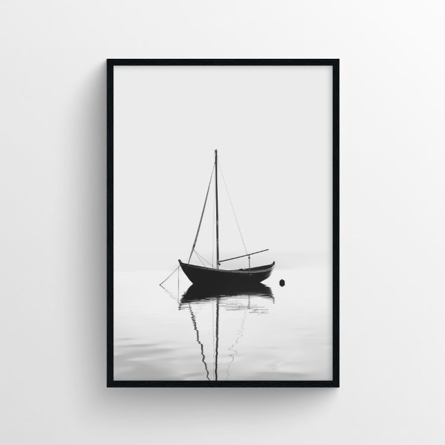 Poster Fotografia de barcos minimalistas em monocromo (Criador carregado)