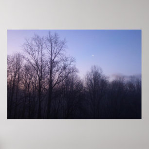 Poster Fotografia de Paisagem da Lua de Inverno pela Manh