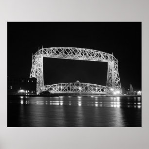Poster Fotografia de preto e branco da ponte de elevaçã