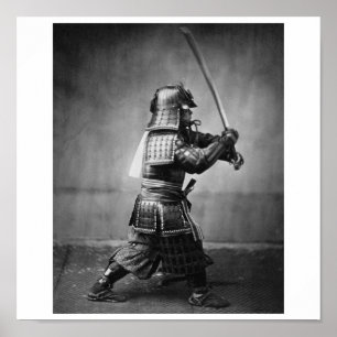 Pôster Fotografia de um samurai C. 1860