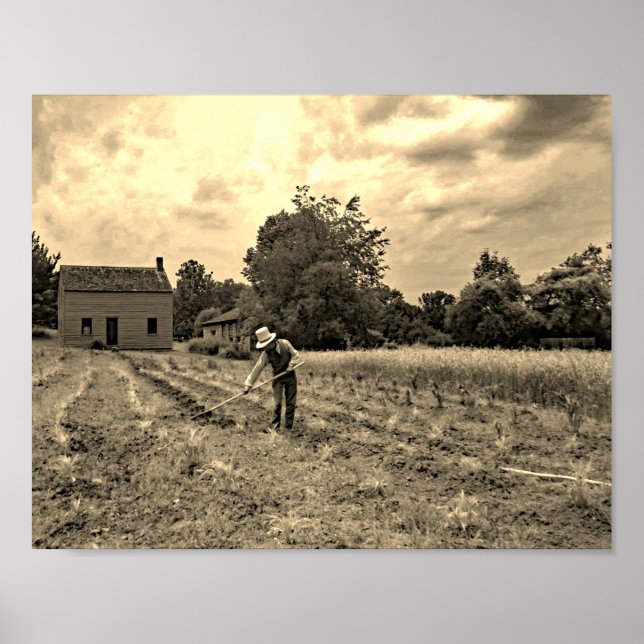 Poster Fotografia do agricultor Vintage Sepia (Frente)