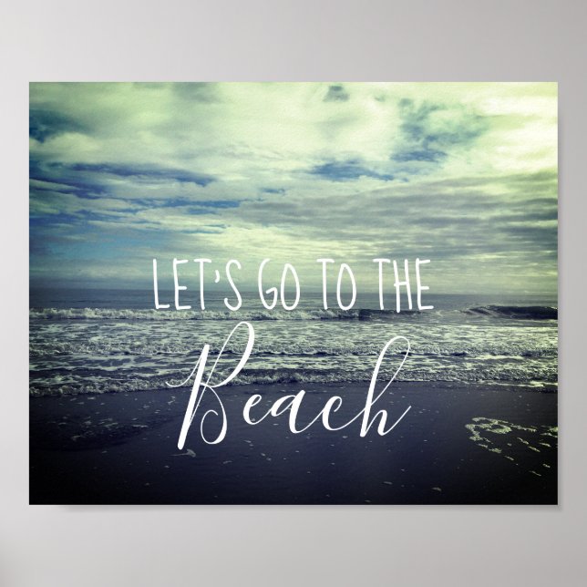 Poster Fotografia do Dia da Praia Foto Azul Nublado Nevoe (Frente)