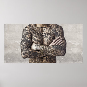 Pôster Fotografia do tatuagem do corpo masculino